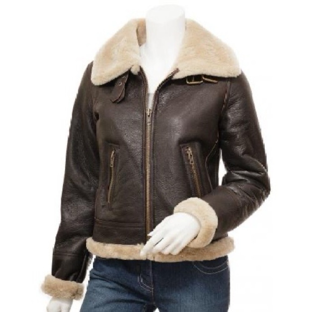 Caine Leather UK 100% Shearling aviator/ bomber jacket, size medium!